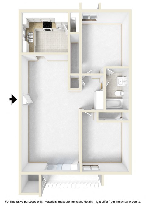 a floor plan for an apartment with a bedroom and a bathroom
